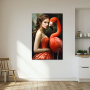 Frau mit Flamingo