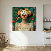 Frau mit Blumen über den Augen