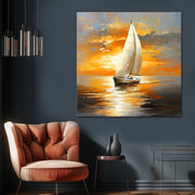Segelboot bei Sonnenuntergang
