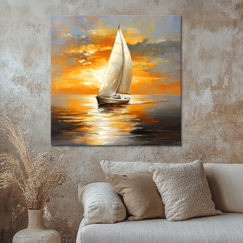 Segelboot bei Sonnenuntergang