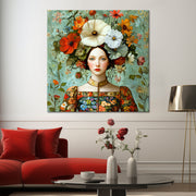 Frau mit Vintage-Blumen