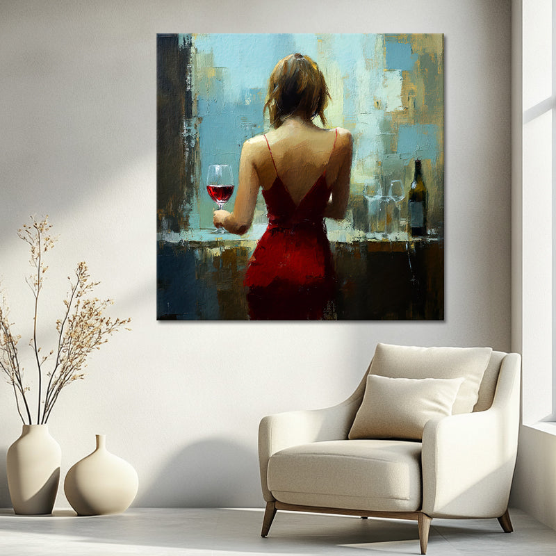 Frau mit einem Glas Wein III