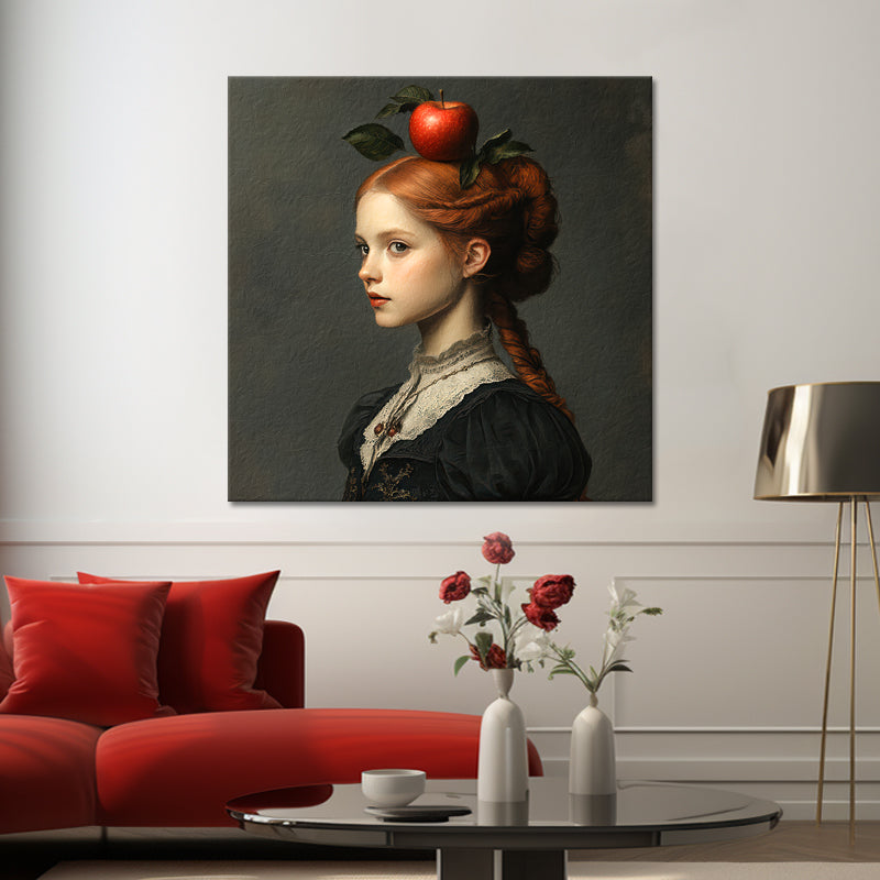 Frau mit Apfel Gemälde