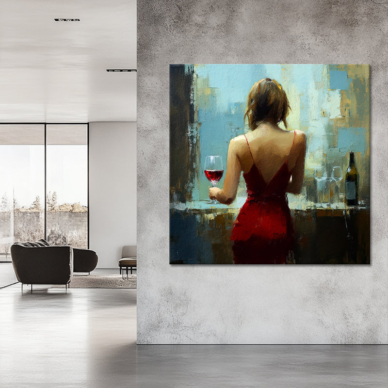 Frau mit einem Glas Wein III