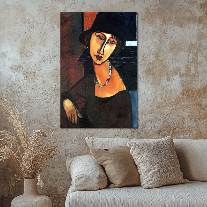 Jeanne Hébuterne mit Hut und Kette - Amedeo Modigliani