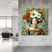 Frau mit Vintage-Blumen