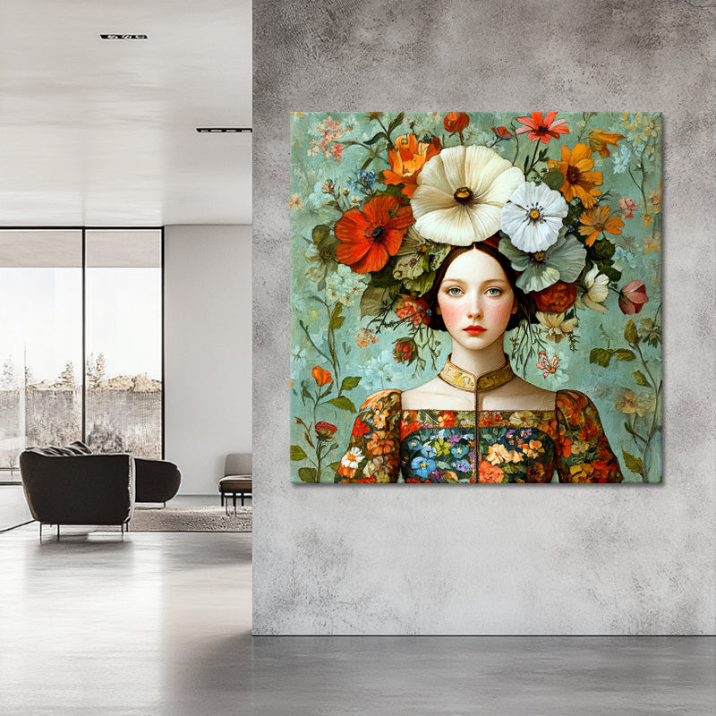 Frau mit Vintage-Blumen