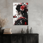 Japanische Frau mit Blumen