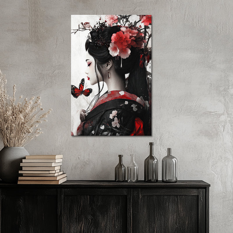 Japanische Frau mit Blumen