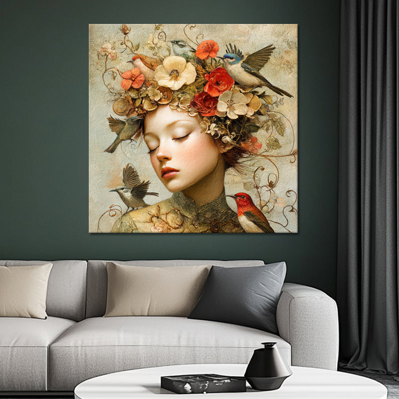 Frau mit Vintage-Blumen II