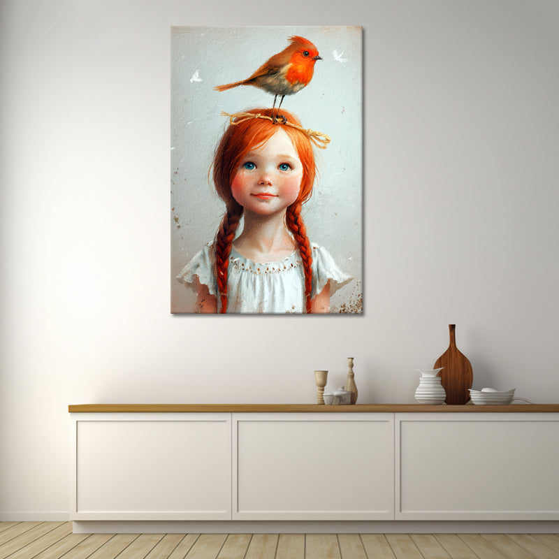 Mädchen mit Vogel Gemälde