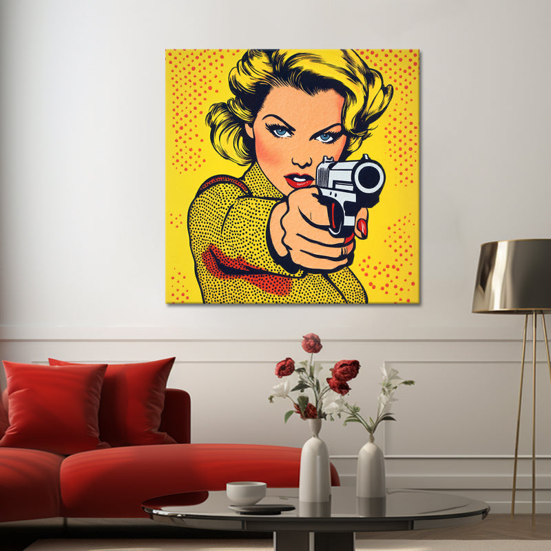 Pop-Art-Frau mit Pistole
