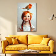 Mädchen mit Vogel Gemälde