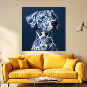 Hund in Delfter Blau