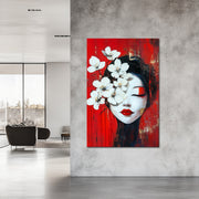 Japanische Geisha mit Blumen