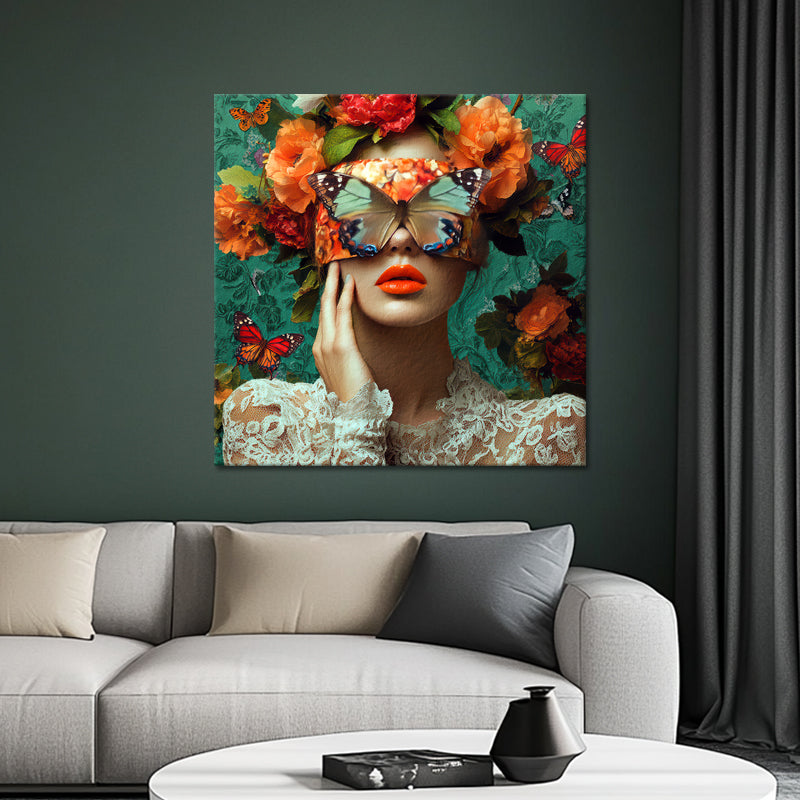 Frau mit Schmetterling-Kunst
