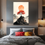Ein Baum mit rotem Laub