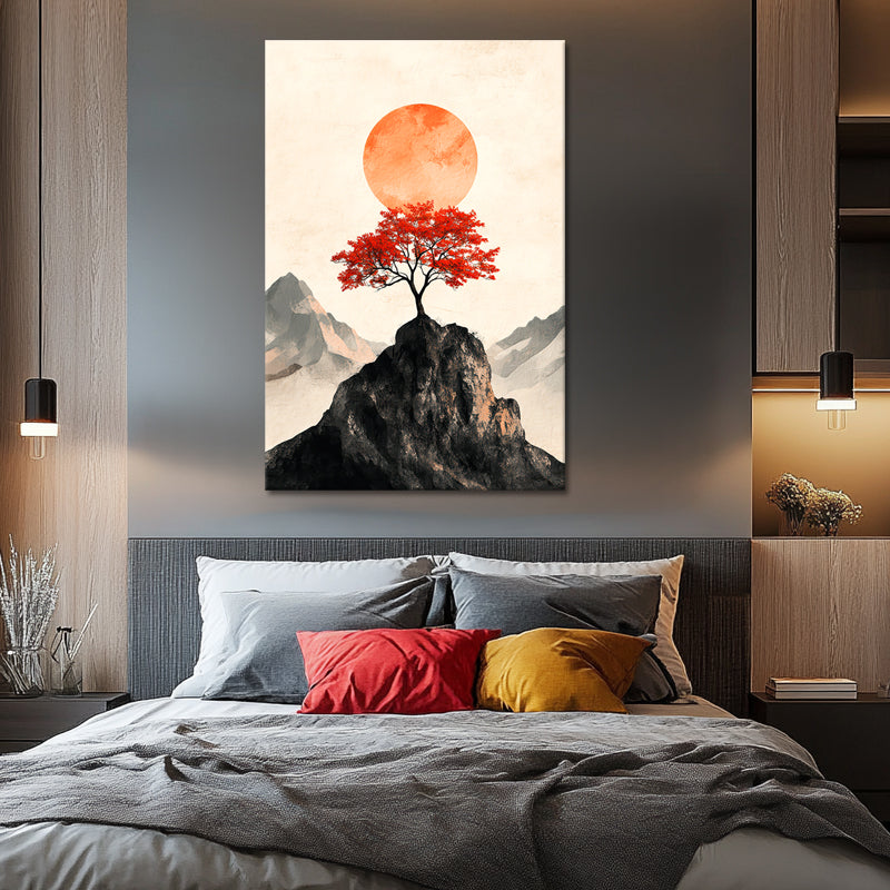 Ein Baum mit rotem Laub