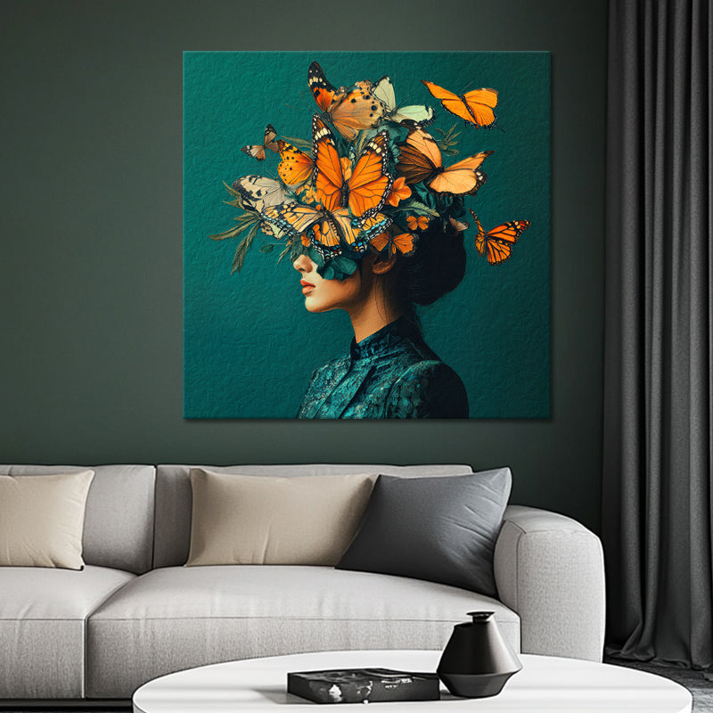 Frau mit Schmetterlingen Kunst