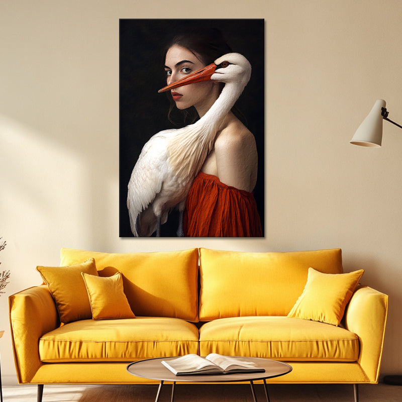 Gemälde Frau mit Storch III