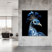 Pfau in Delfter Blau