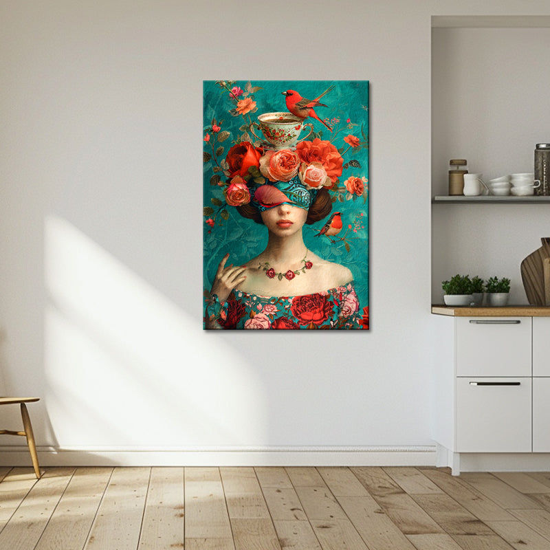 Kunstfrau mit Blumen