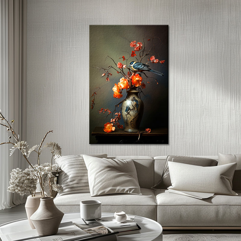 Vase mit Blumen im Antiquitätenstil