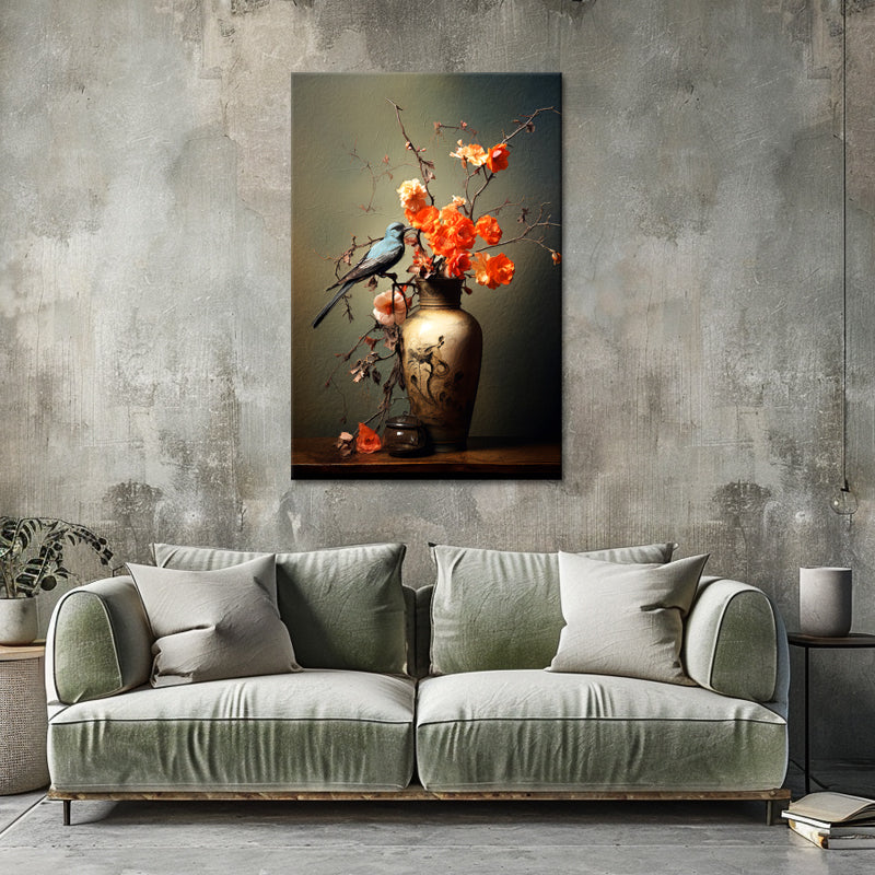 Vase-Blume-Vogel