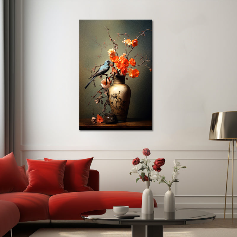 Vase-Blume-Vogel