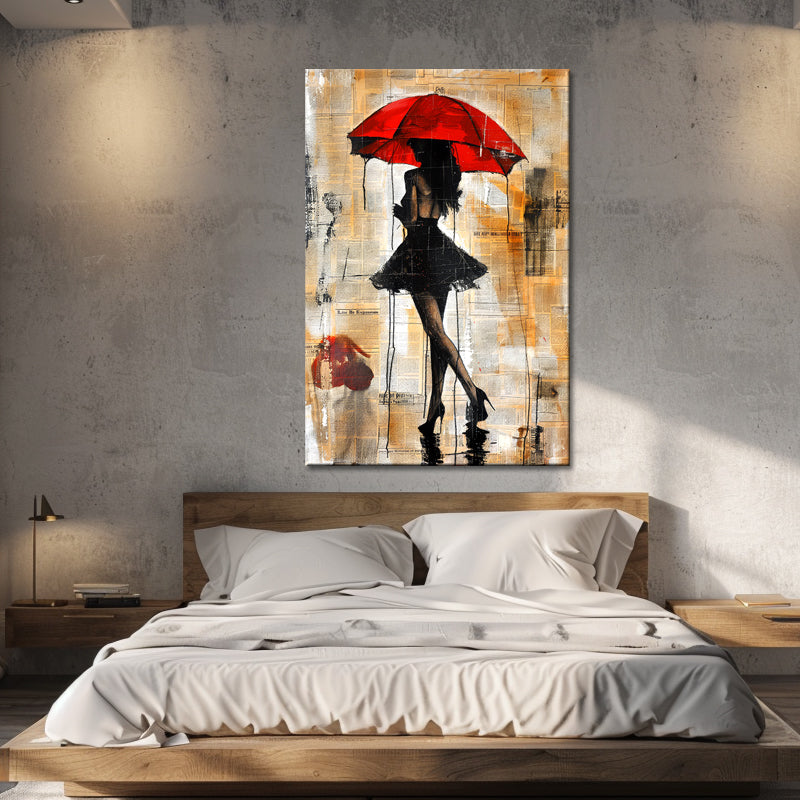 Frau mit rotem Regenschirm II