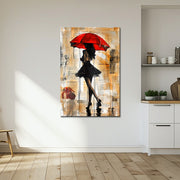 Frau mit rotem Regenschirm II