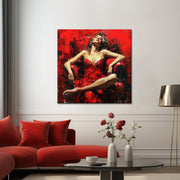 Frau in Rot Gemälde