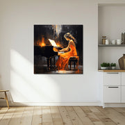 Frau spielt Klavier