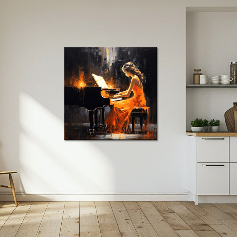 Frau spielt Klavier