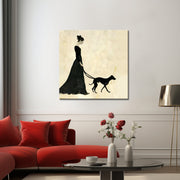 Gemälde einer Frau mit Hund