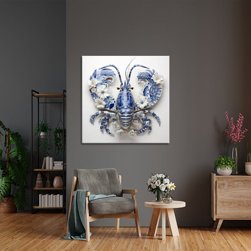 Hummer im Delfter-Blau-Stil