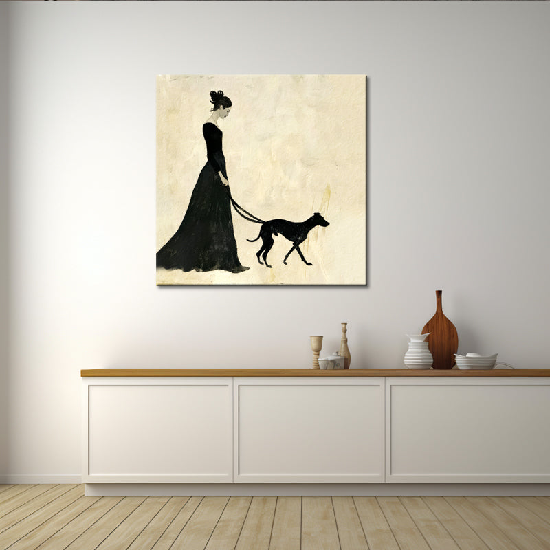 Gemälde einer Frau mit Hund