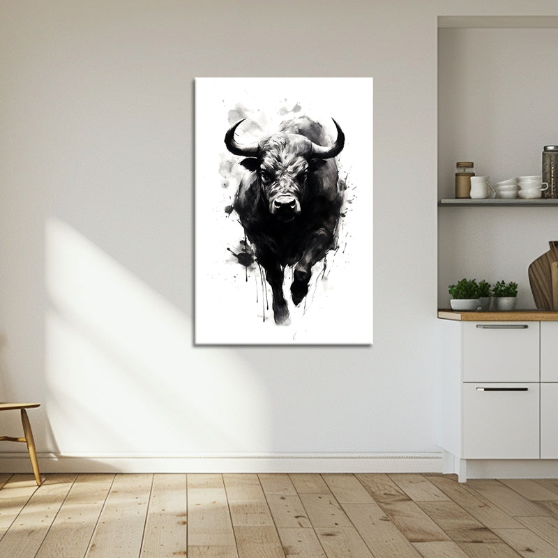 Stier in Schwarz-Weiß