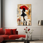 Frau mit rotem Regenschirm II