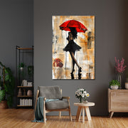Frau mit rotem Regenschirm II