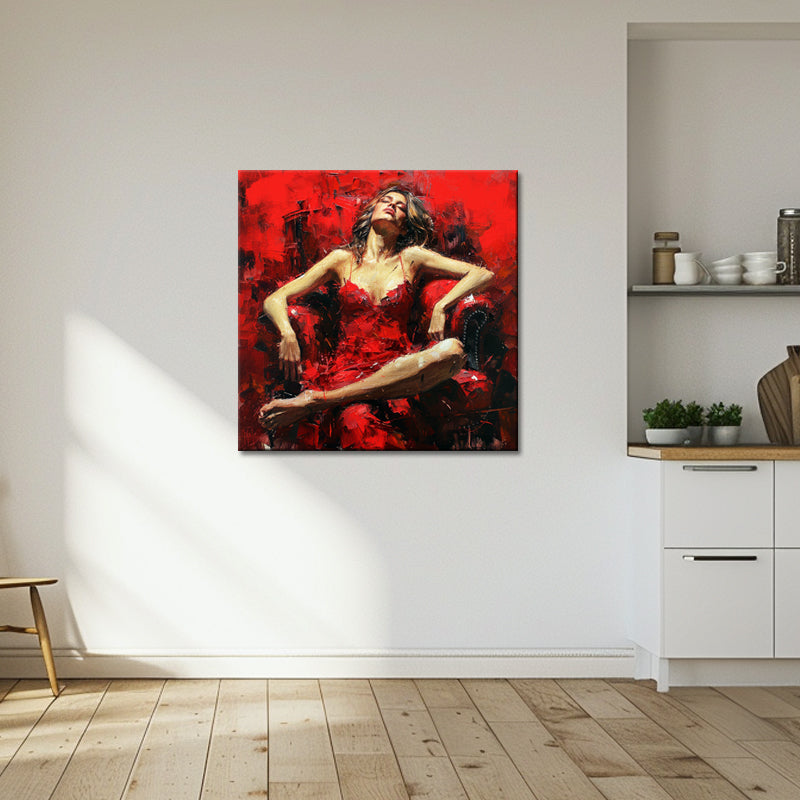 Frau in Rot Gemälde