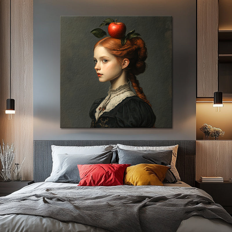 Frau mit Apfel Gemälde