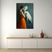 Frau mit Reiher Kunst