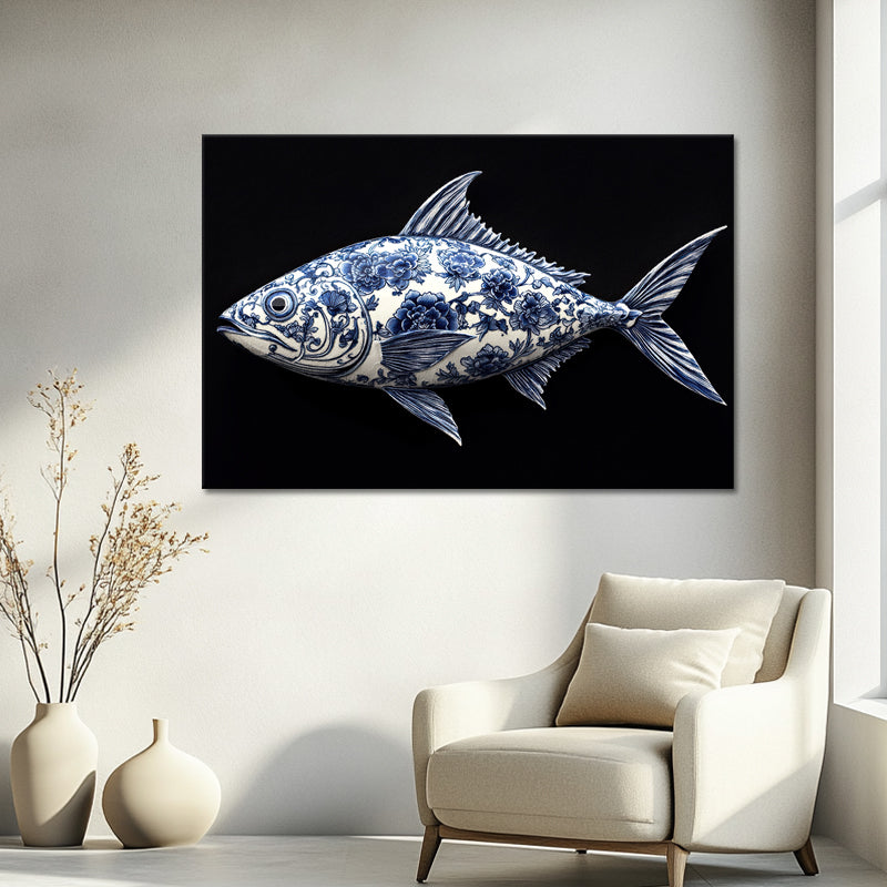 Fisch im Delfter-Blau-Stil