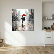 Verliebtes Paar mit Regenschirm