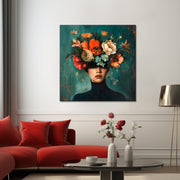 Gemälde Frau mit Blumen