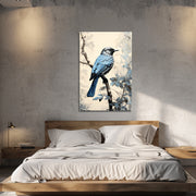 Blauer Vogel auf einem Ast