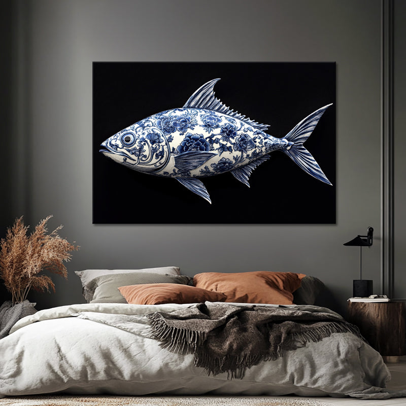 Fisch im Delfter-Blau-Stil