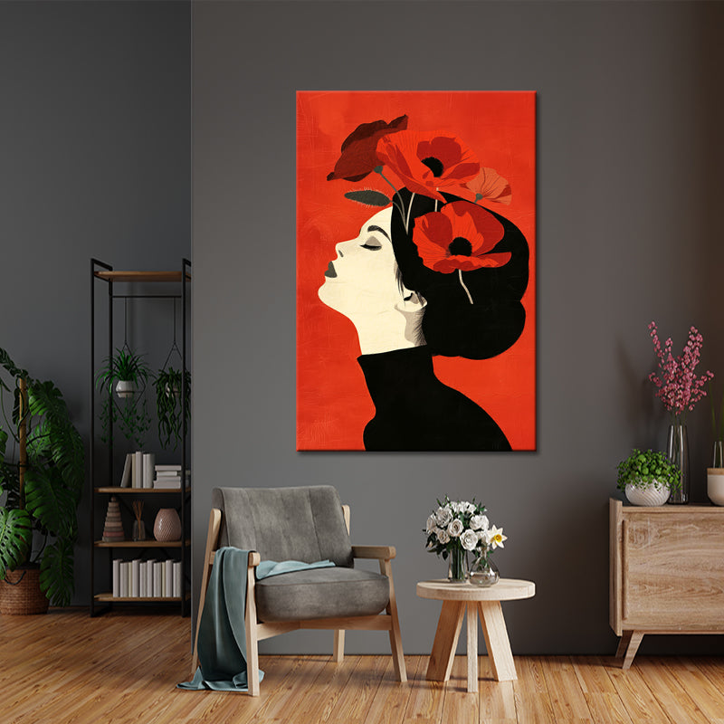 Frau mit Klatschmohn