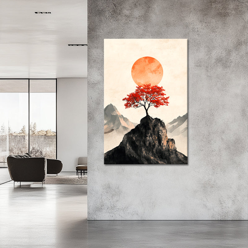Ein Baum mit rotem Laub
